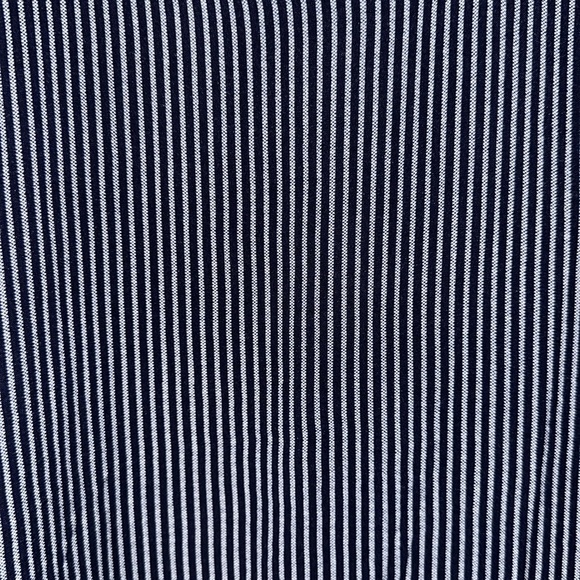 Old Navy striped white & navy blue blouse with gathers in front and back. - Picture 2 of 6